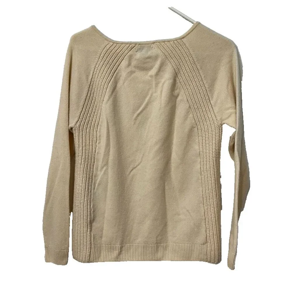 Vineyard Vines Women's Wool Cashmere Knit Square Neck Sweater Cream Small